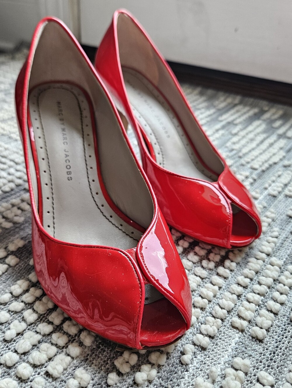 Marc by Marc Jacobs Glossy Red Patent Peep-Toe Heels